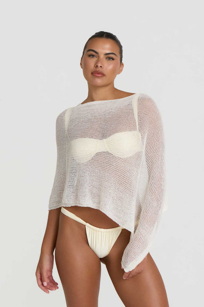 Luna Knitted Cape - Vanilla