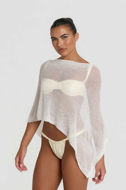 Luna Knitted Cape - Vanilla